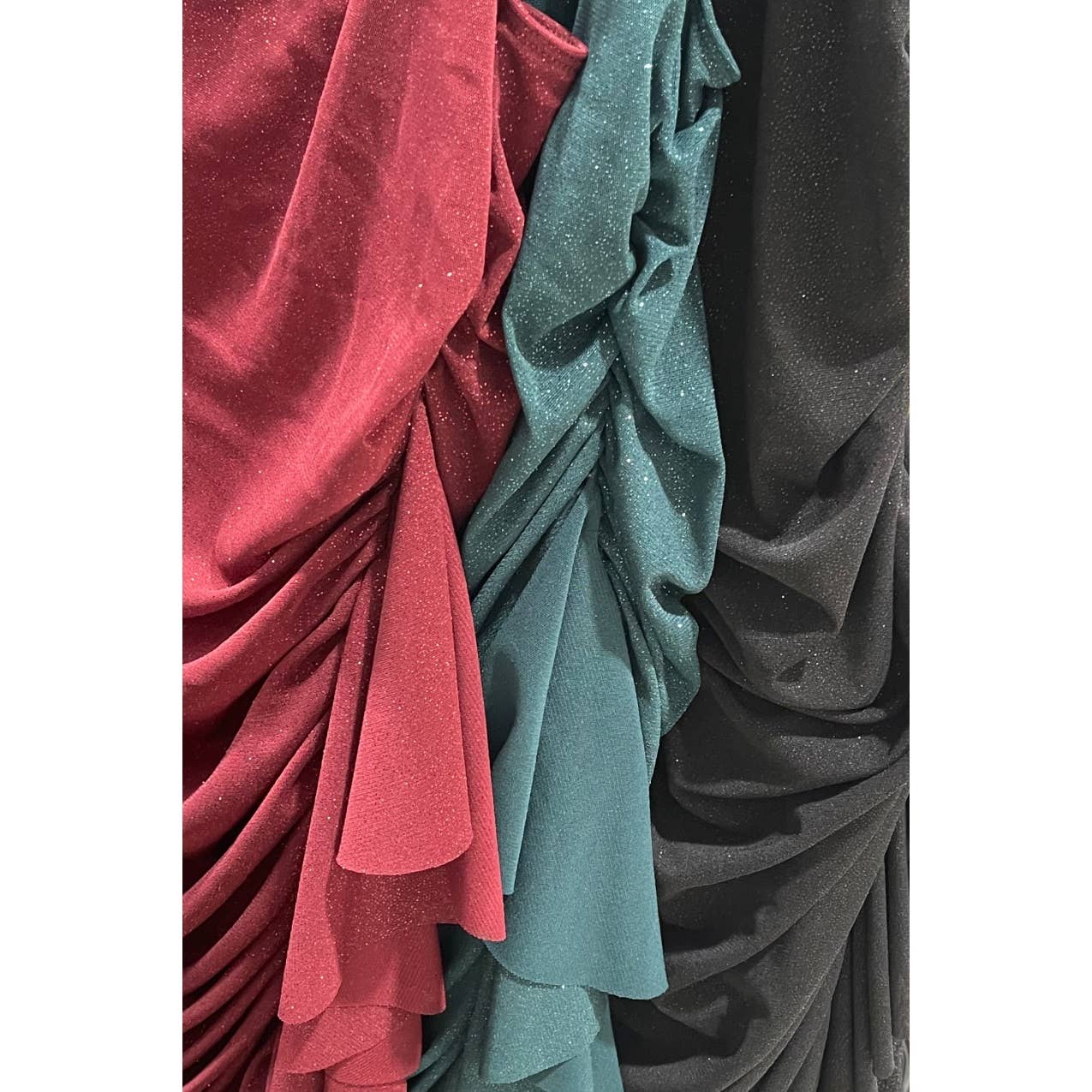 PLUS SIZE GLITTER MESH RUCHED BODYCON SIDE RUFFLE MINI DRESS