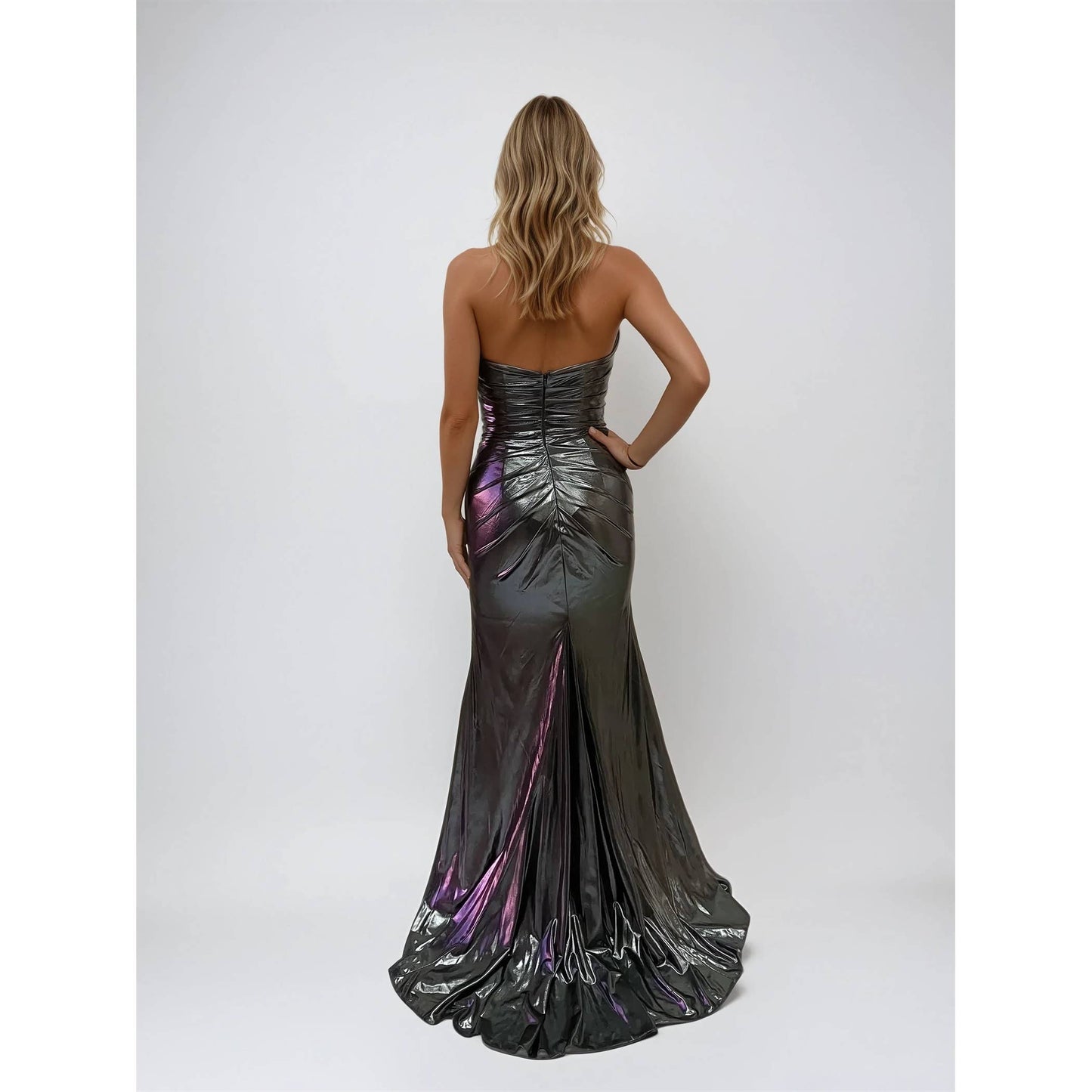 METALLIC DRESS CRAFTED FROM LUXURIOUS FAB
