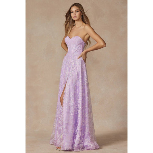 BUTTERFLY GLITTER EMBROIDERED GOWN WITH CORSET TOP