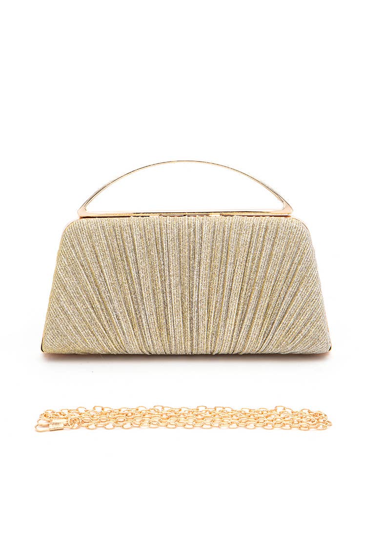 Z Clutch-Lurex Pleated Top Handle Box Clutch
