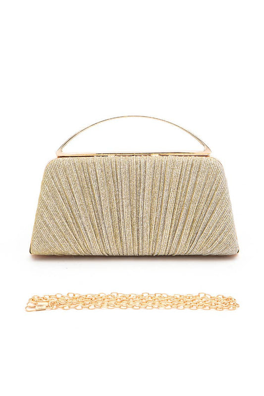 Z Clutch-Lurex Pleated Top Handle Box Clutch