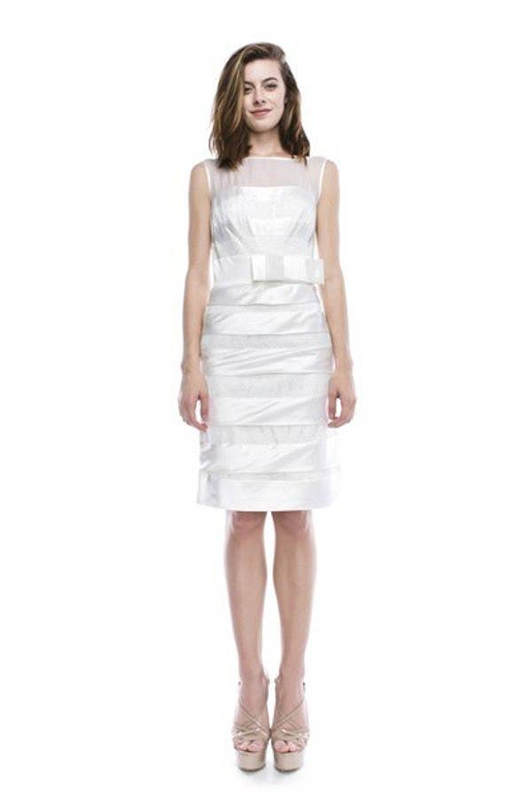 Short Sleeveless Satin Dress With Lace Details 32373