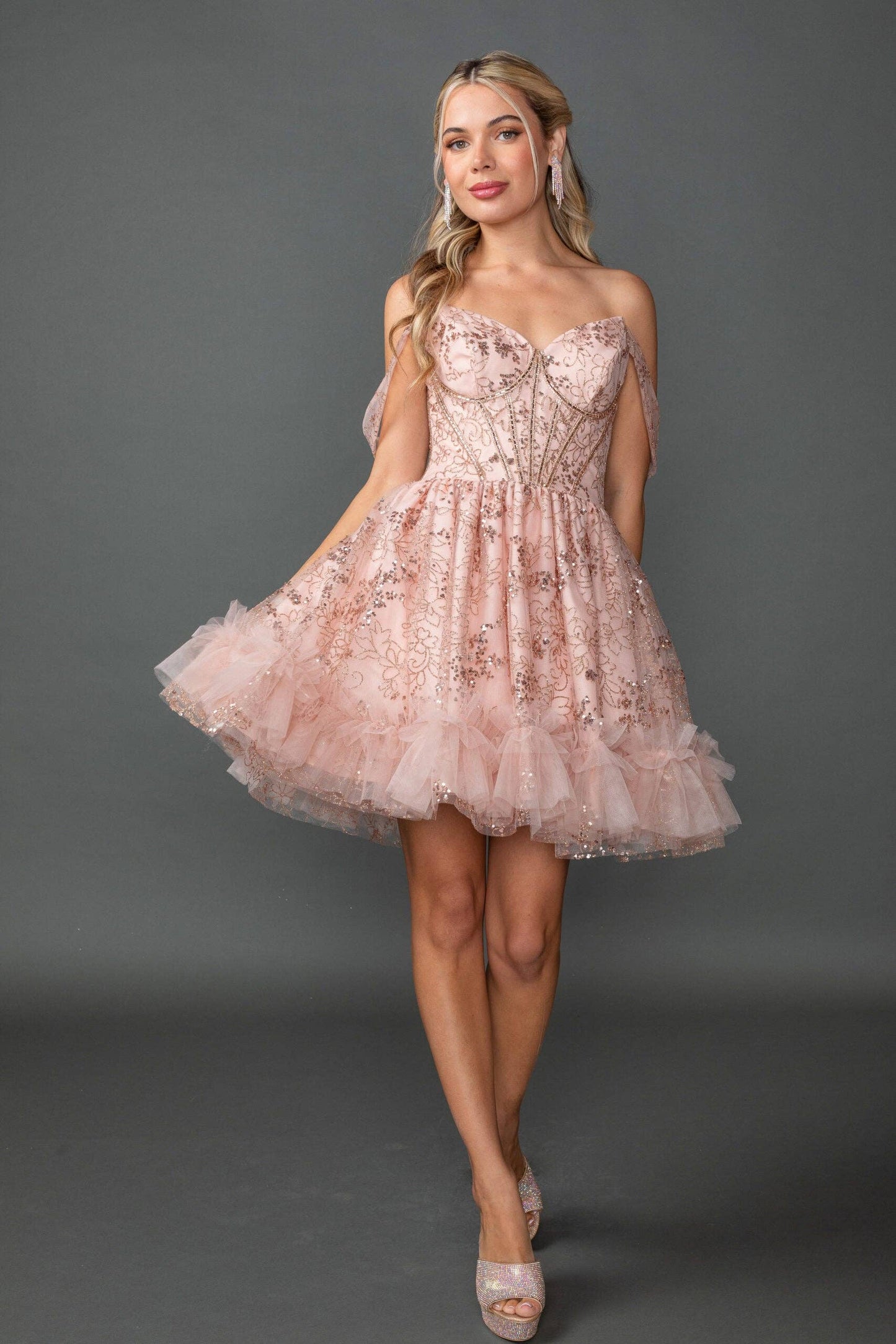 Off-the-Shoulder Tulle Homecoming Dress