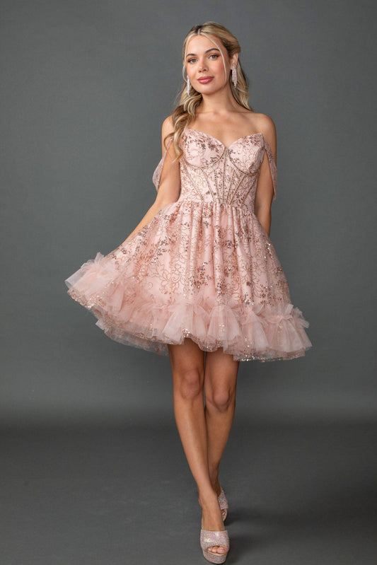 Off-the-Shoulder Tulle Homecoming Dress