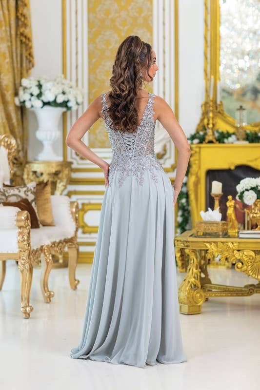 Overlay and Sleeveless Design Prom Dress