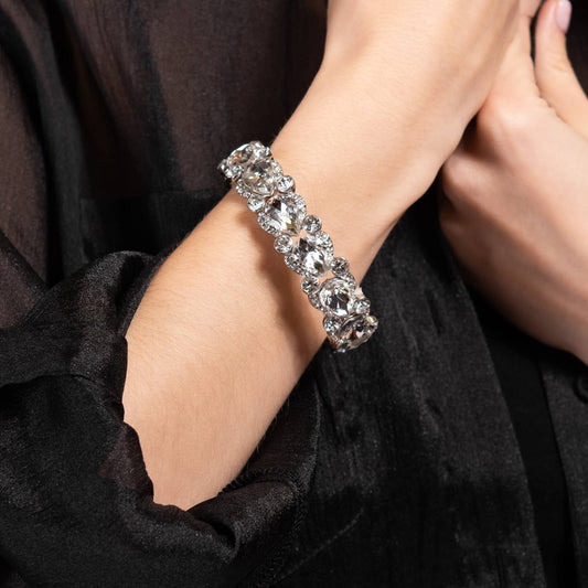Round and Oval Cut Crystal Embellished Stretch Bracelet