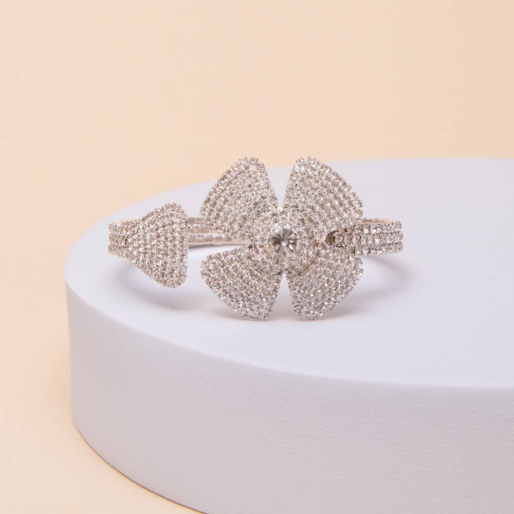 Floral Crystal Pavé Cuff Bracelet