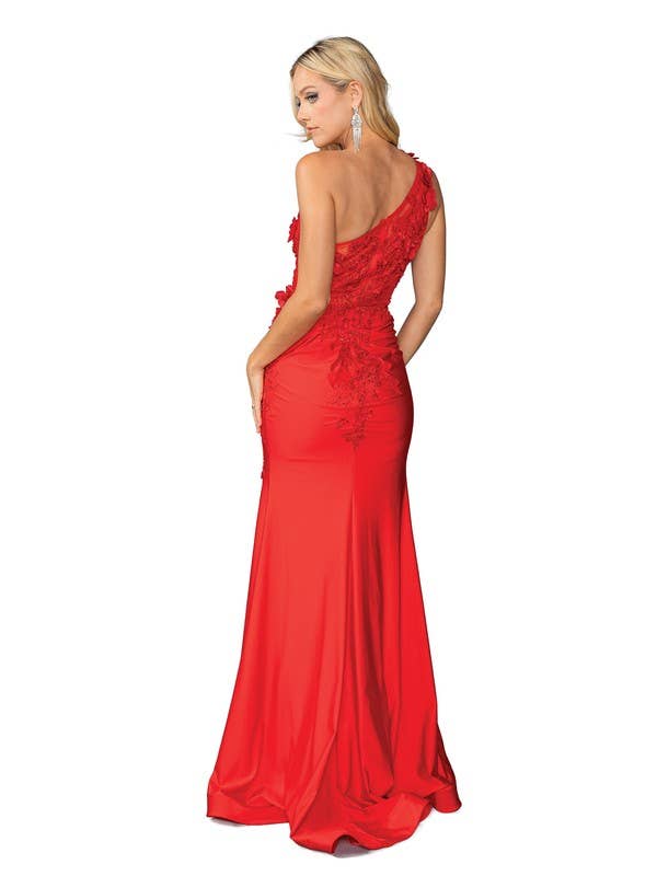 OneShoulder Gown w/ Side Ruching