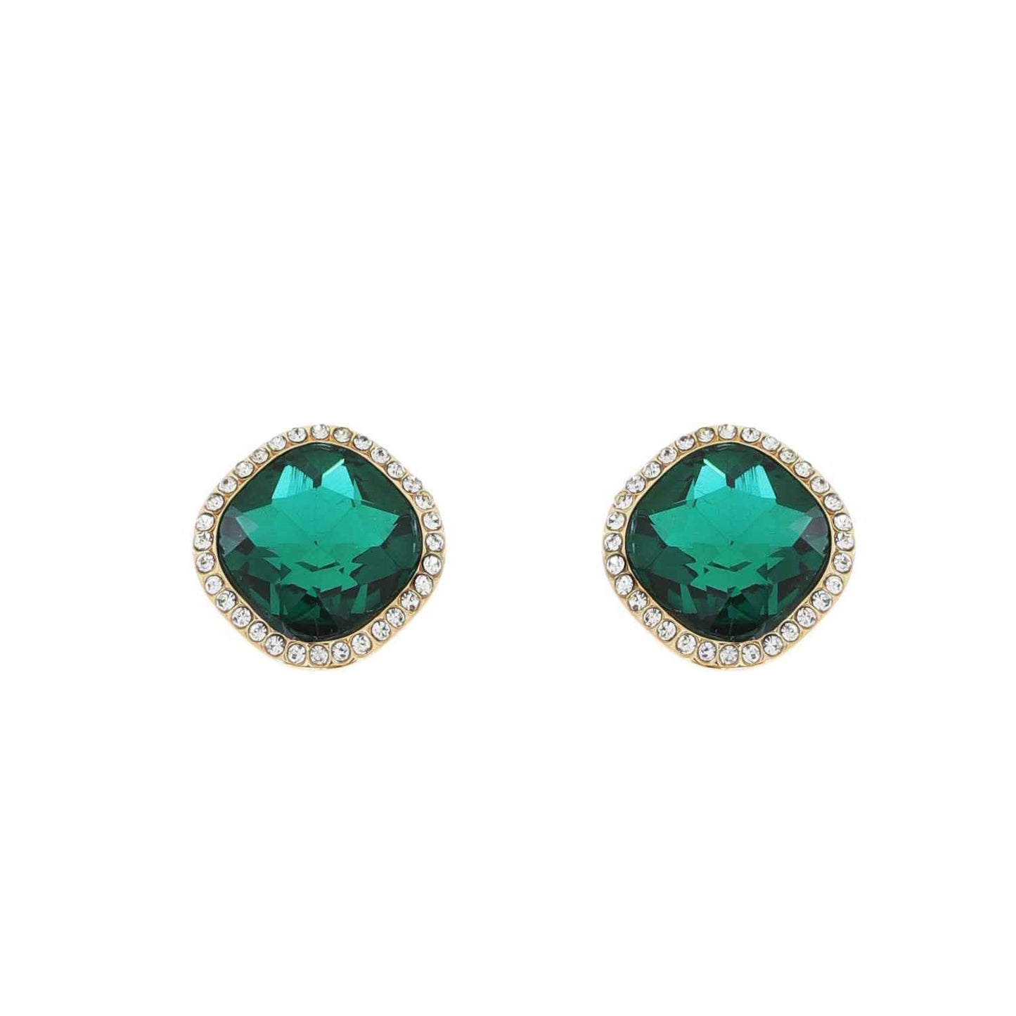 Crystal Diamond Shaped Halo Stud Earrings