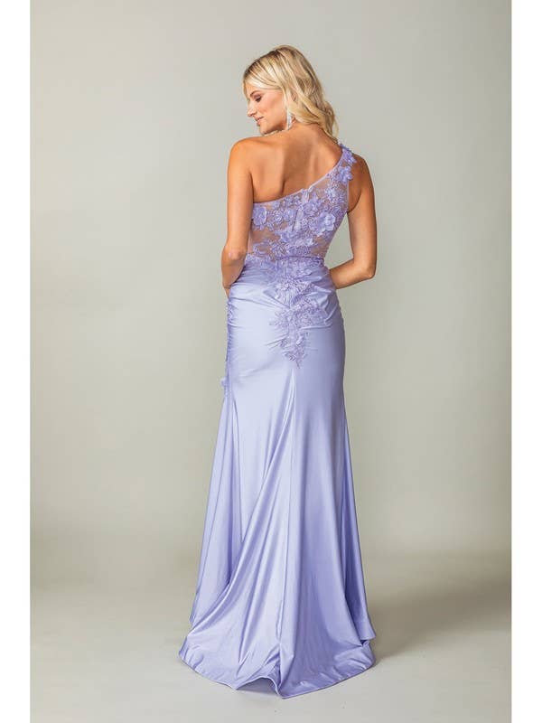 OneShoulder Gown w/ Side Ruching