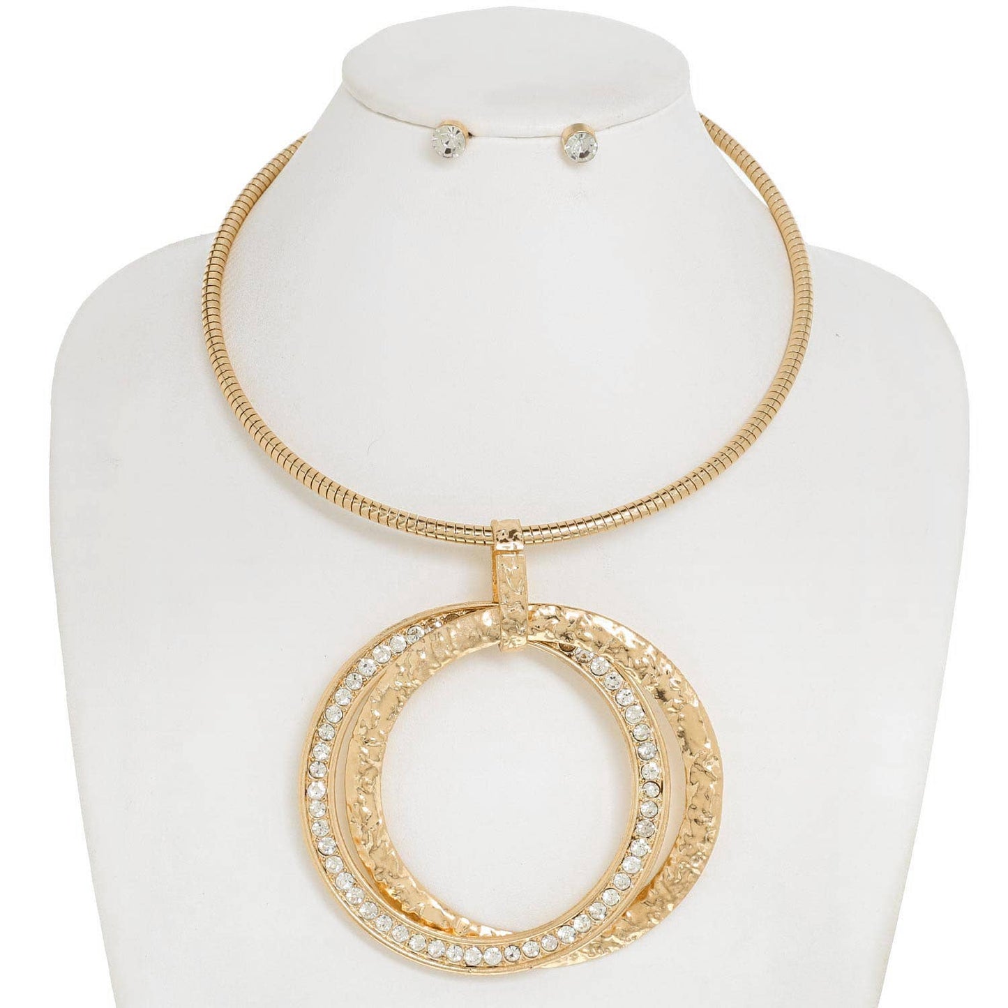 Large Open Circle Collar Necklace Earring Set