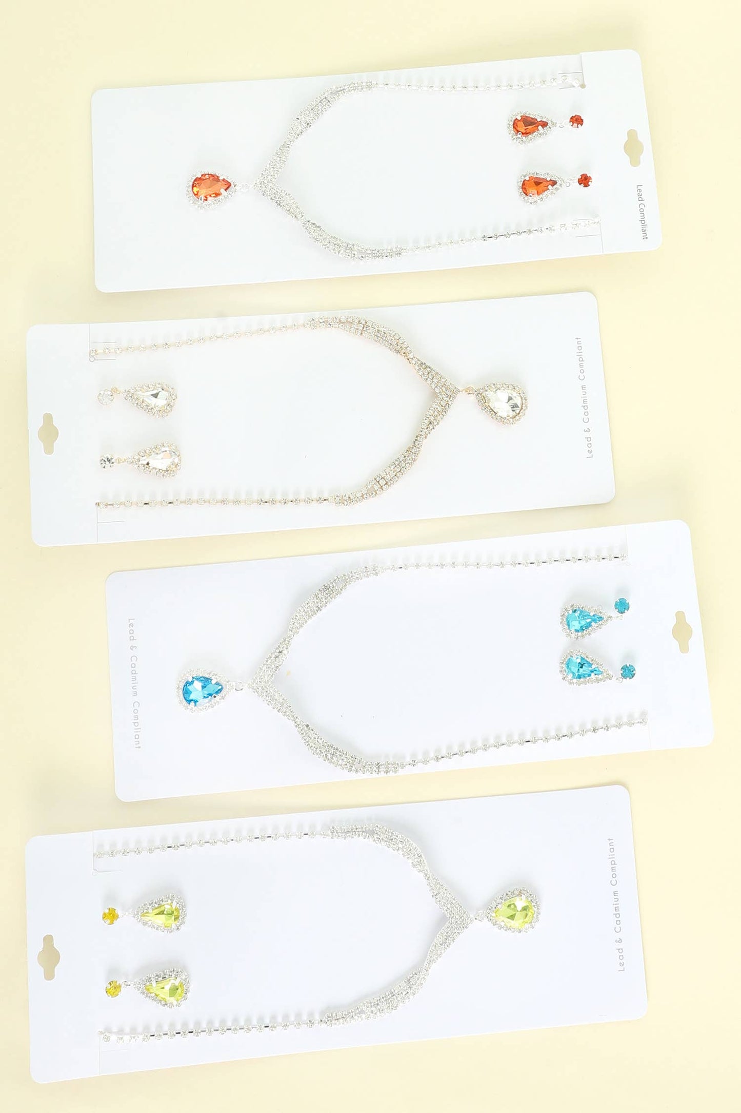 Crystal Teardrop Statement Necklace Set