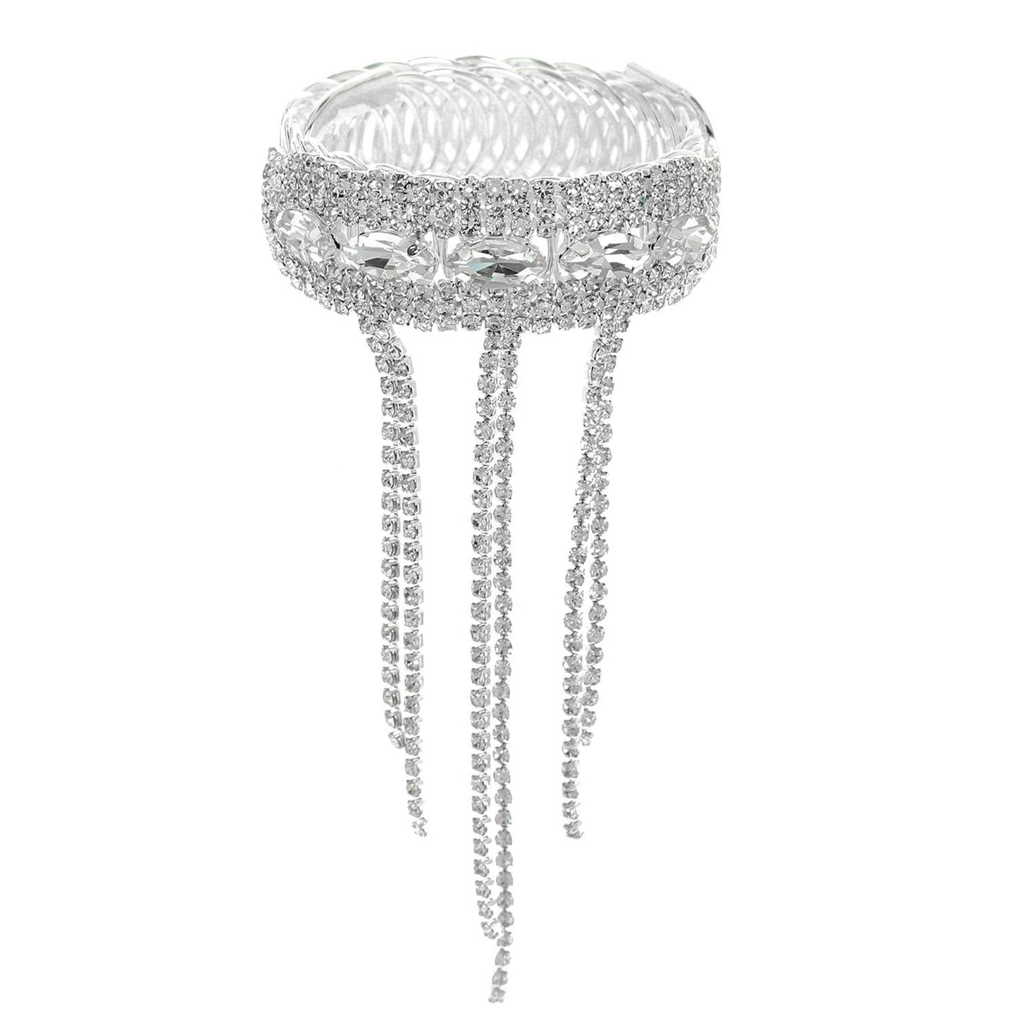 Rhinestone Pave Tassel Wrap Bracelet