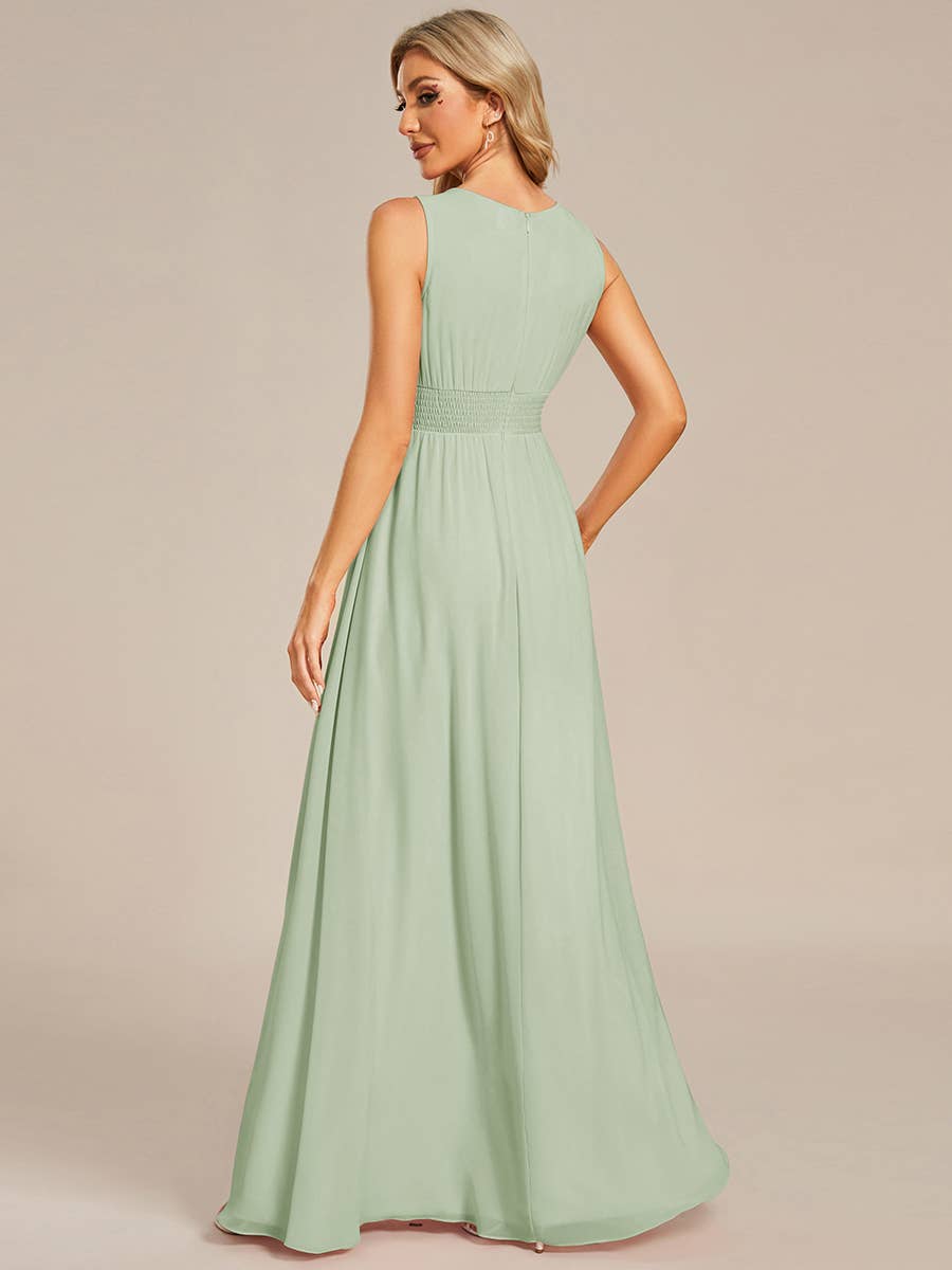 Elegant Pleated Sequin Bridesmaids Dress