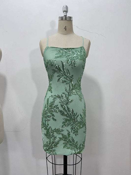 Sexy slip backless mini sequin party dress