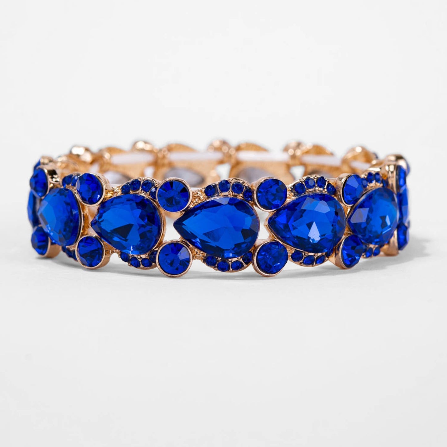 Round and Oval Cut Crystal Embellished Stretch Bracelet