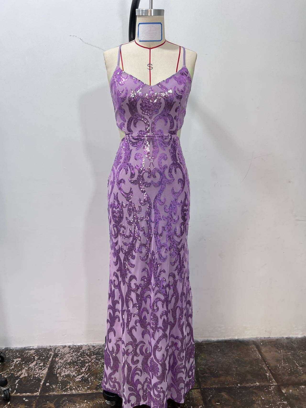 Backless party maxi slip sequin dress
