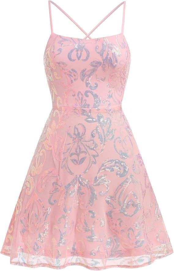 Sequin cocktail A-line party mini dress