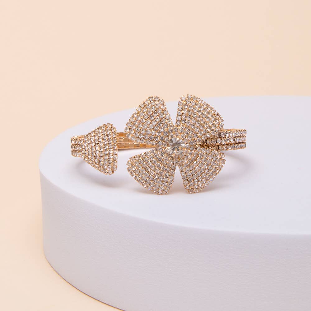 Floral Crystal Pavé Cuff Bracelet