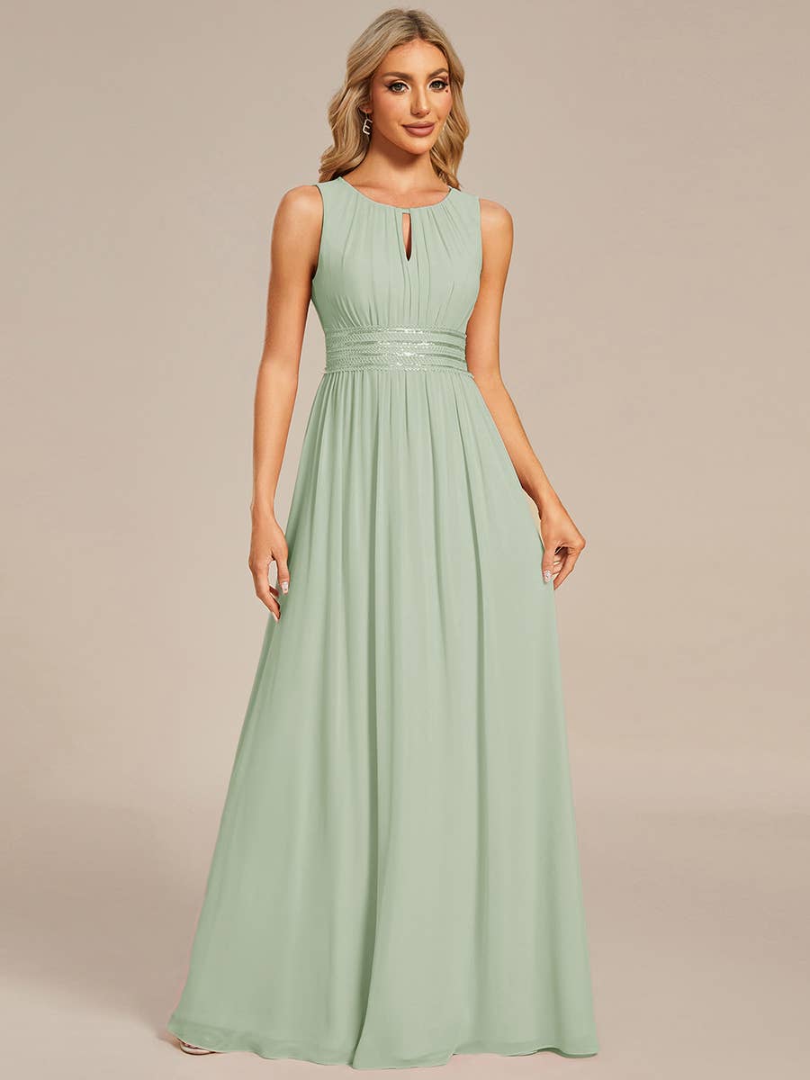 Elegant Pleated Sequin Bridesmaids Dress
