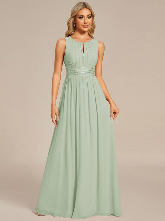 Elegant Pleated Sequin Bridesmaids Dress