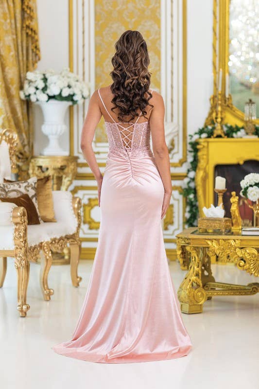 Sheer Corset Prom Dress Beaded