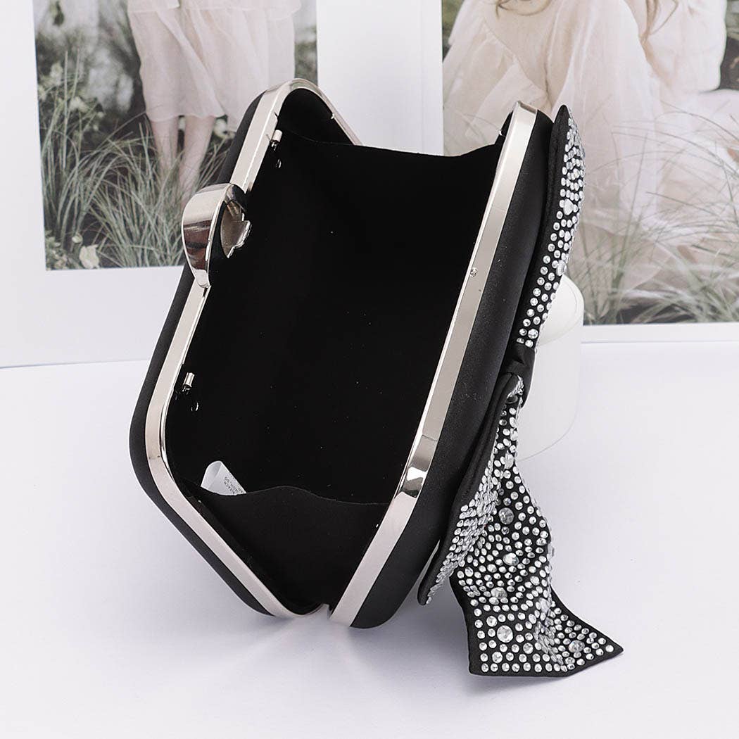 Z Clutch- Rhinestone Bow Hard Case Clutch