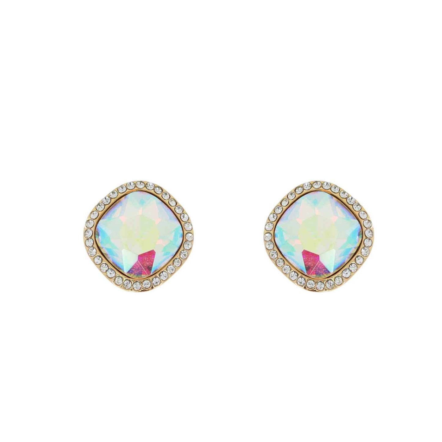 Crystal Diamond Shaped Halo Stud Earrings