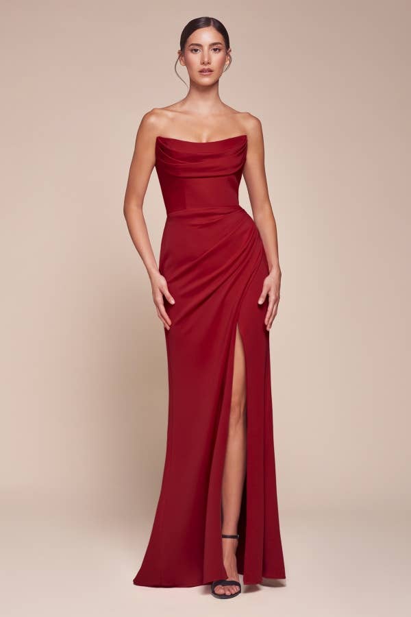 STRAPLESS CHIFFON GOWN