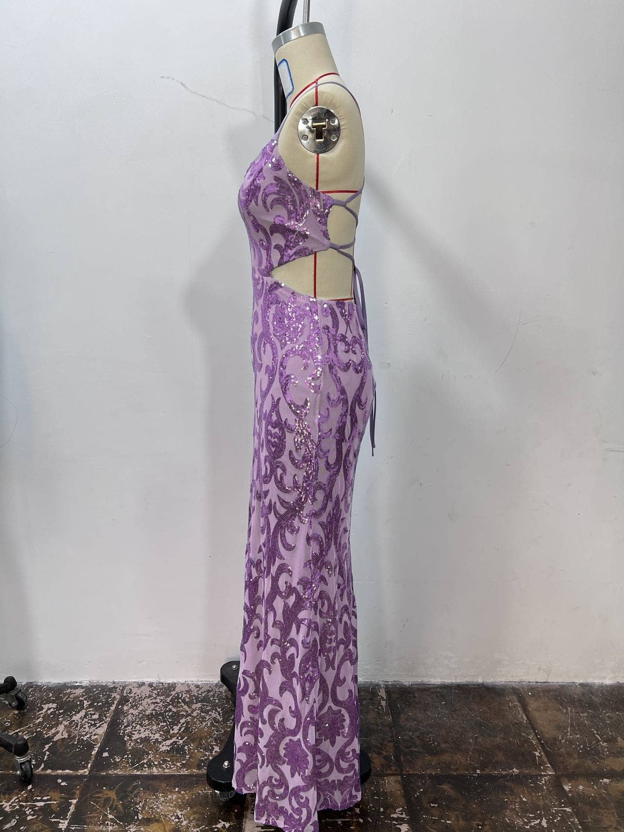 Backless party maxi slip sequin dress