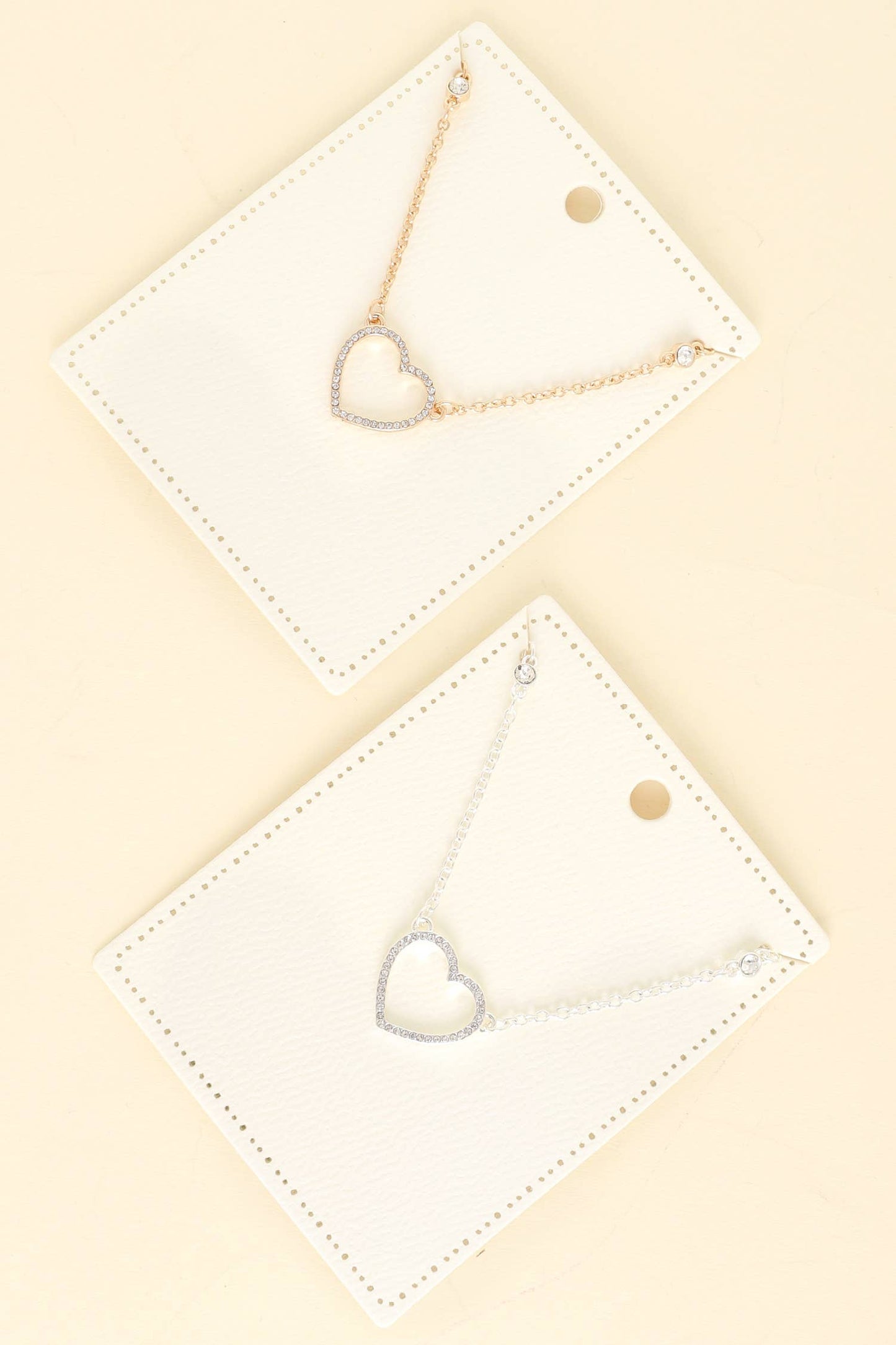 Metallic Rhinestone Pave Heart Cut Out Necklace