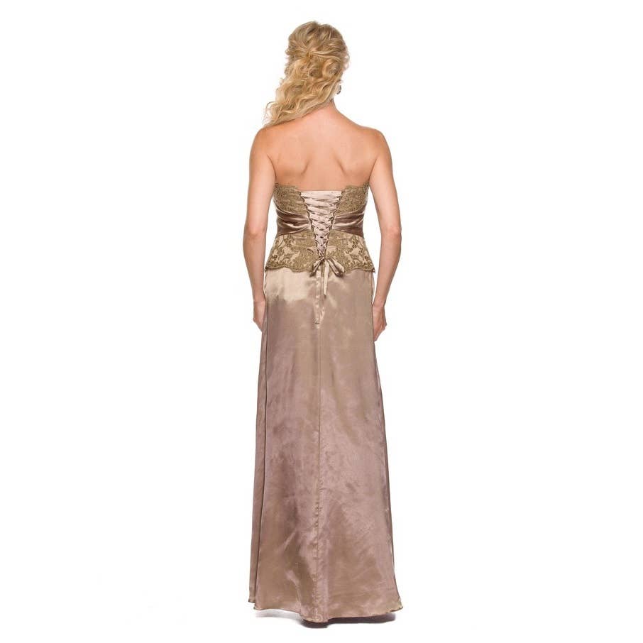SLEEVELESS LONG DRESS WITH LACE BOLERO