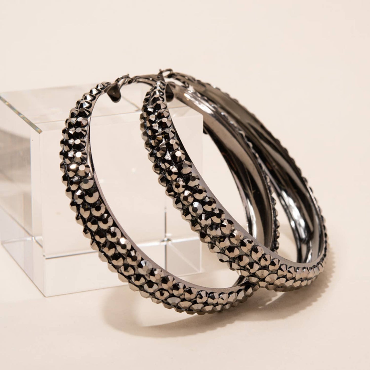 Colorful Rhinestone Embellished Hoop Earrings