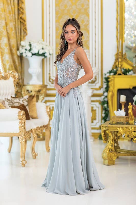 Overlay and Sleeveless Design Prom Dress