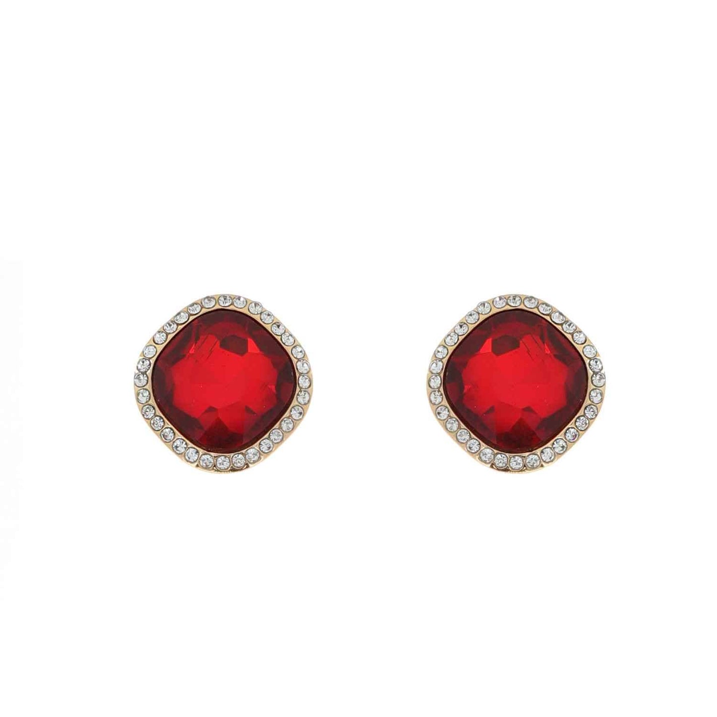 Crystal Diamond Shaped Halo Stud Earrings