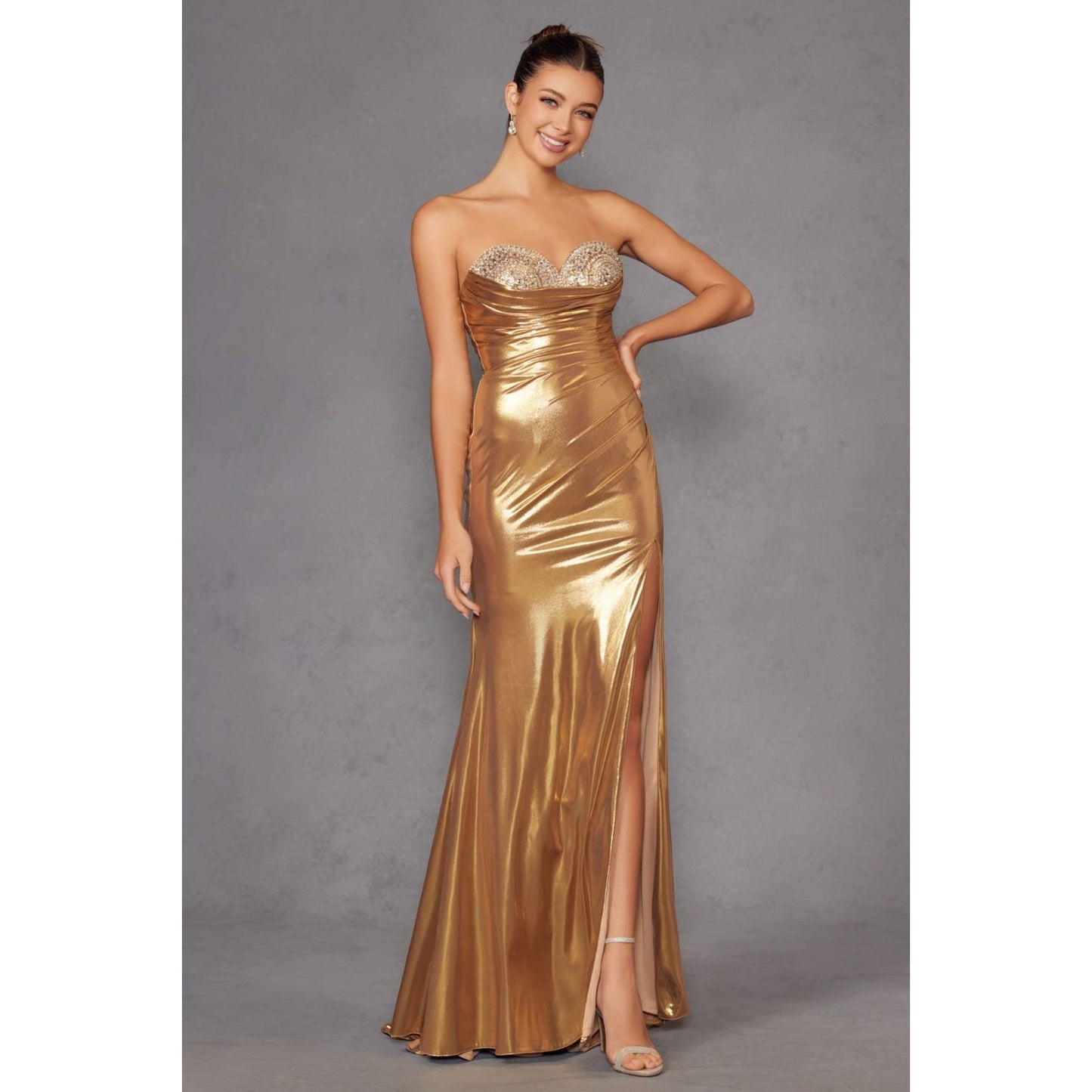 METALLIC DRESS  CRAFTED FROM LUXURIOUS FAB