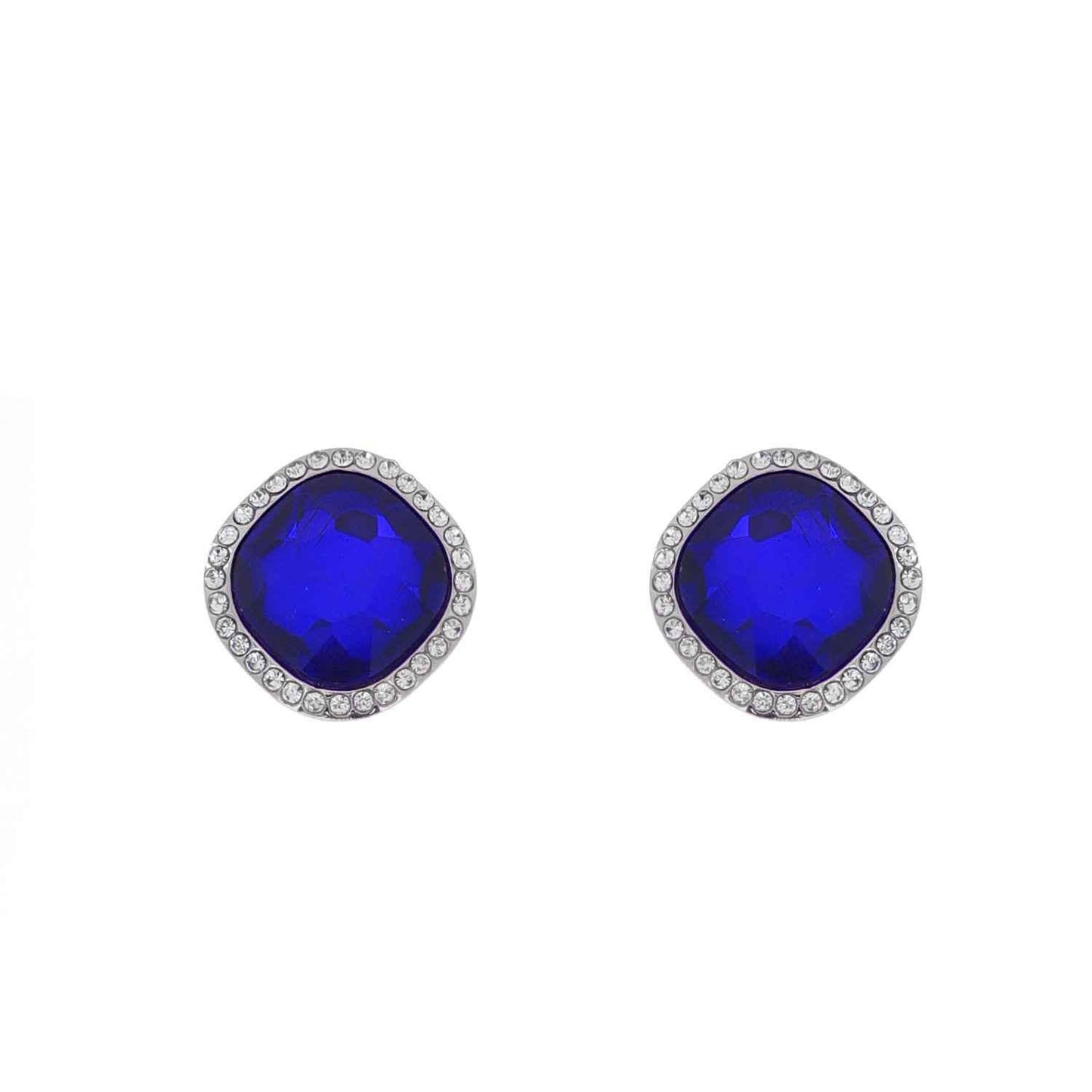 Crystal Diamond Shaped Halo Stud Earrings