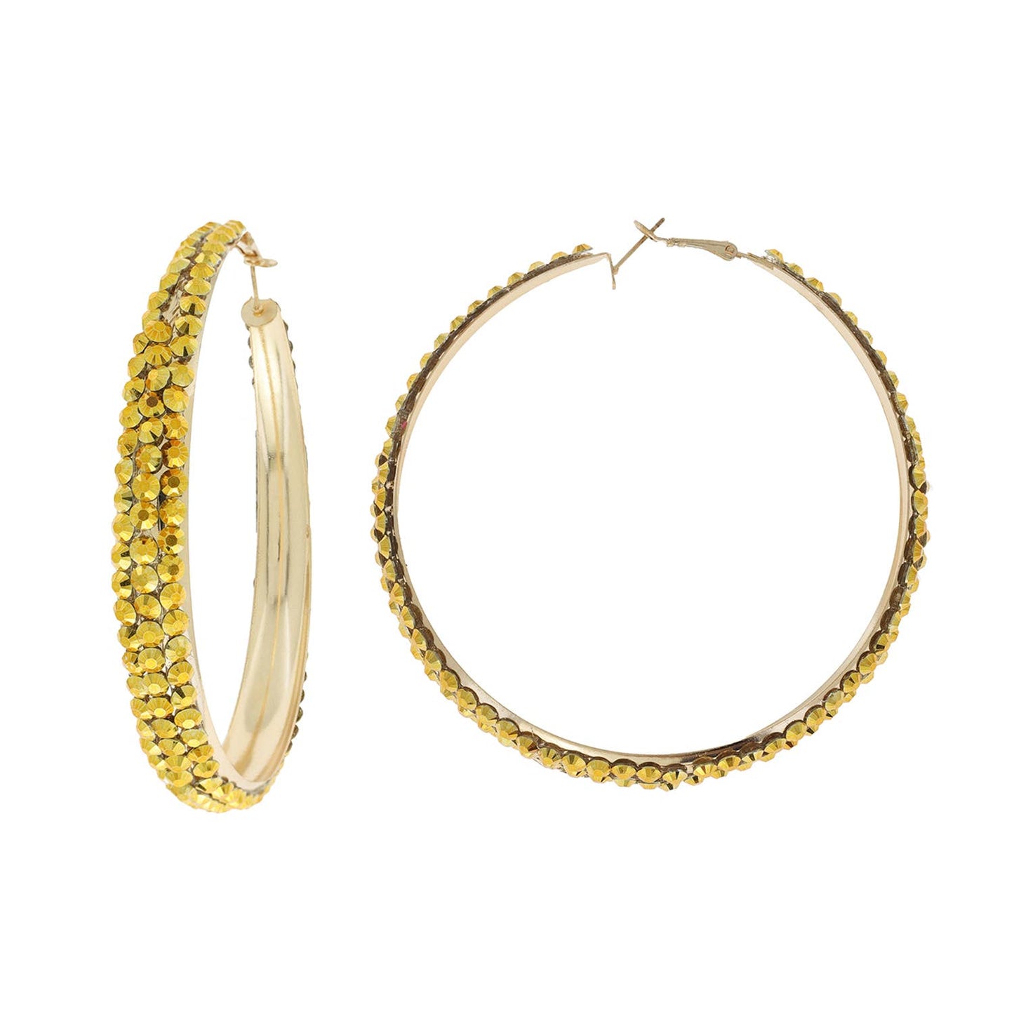 Colorful Rhinestone Embellished Hoop Earrings