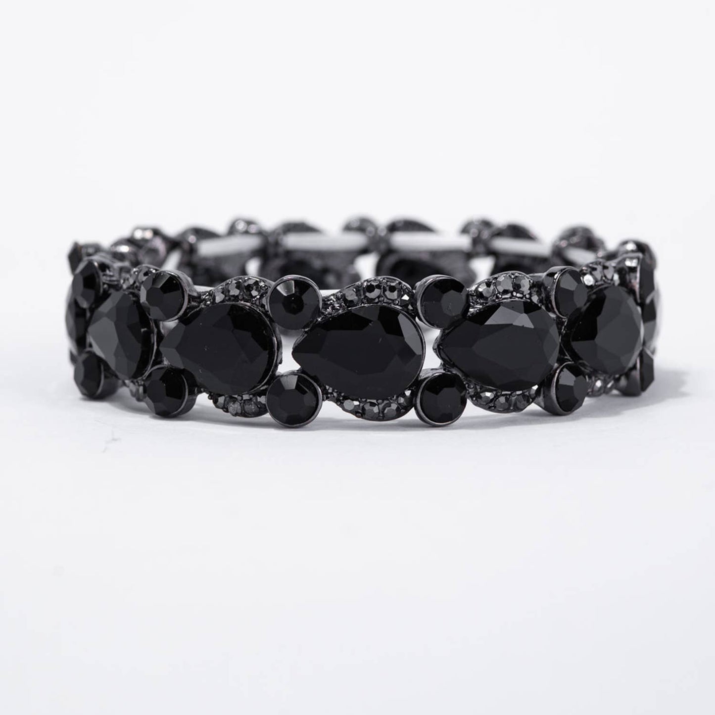 Round and Oval Cut Crystal Embellished Stretch Bracelet