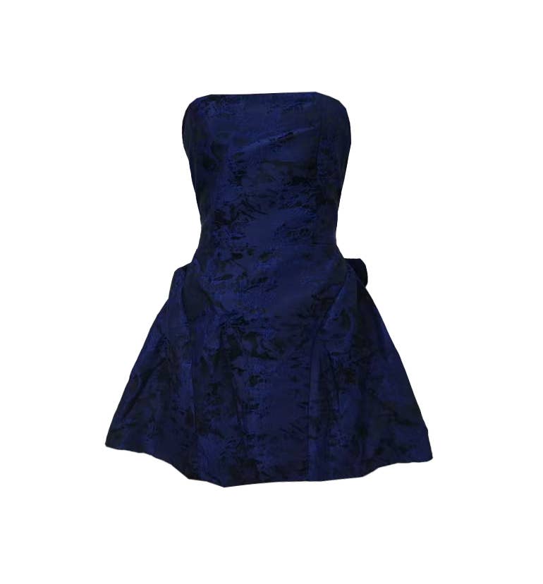 Sexy Jacquard Strapless Bow Mini Dress