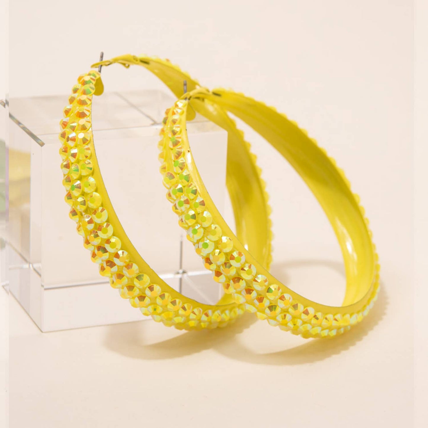 Colorful Rhinestone Embellished Hoop Earrings