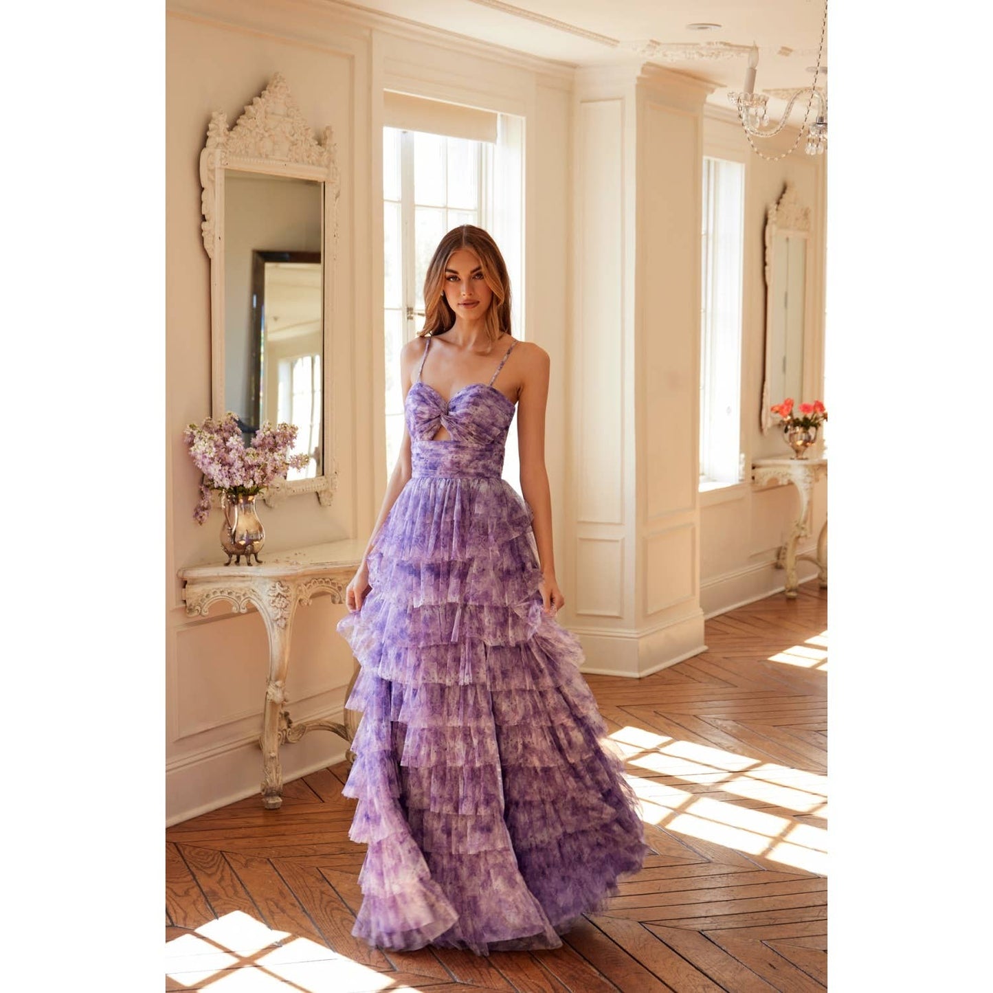 TIERED RUFFLED GOWN