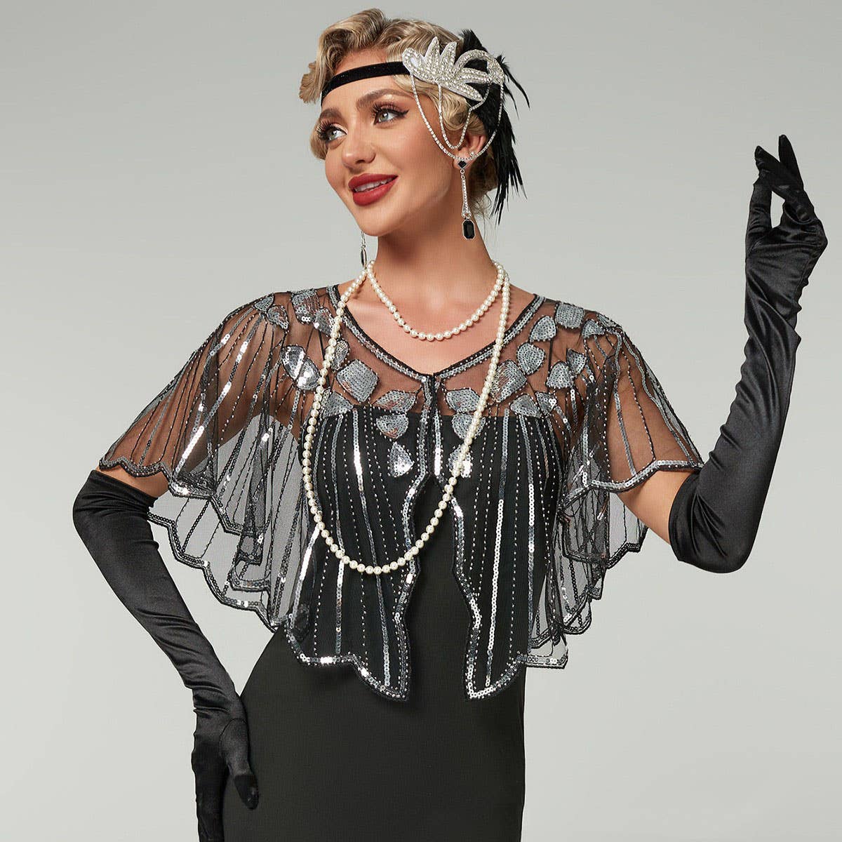 Lace Sequin Shawl – Evening Party Dress Cover_CWMM8954