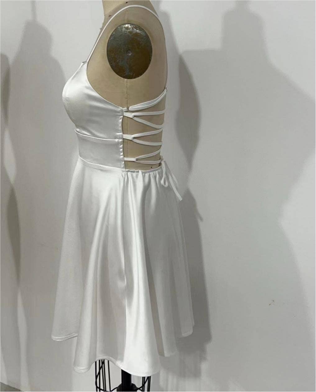 Backless babydoll dress satin mini dress