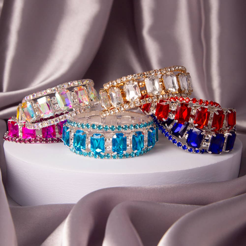 Multi-Cut Prong-Set Crystal Bracelet Set