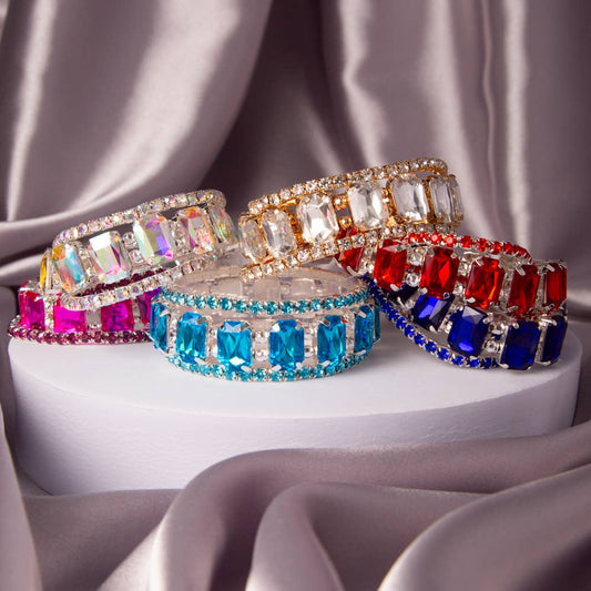 Multi-Cut Prong-Set Crystal Bracelet Set