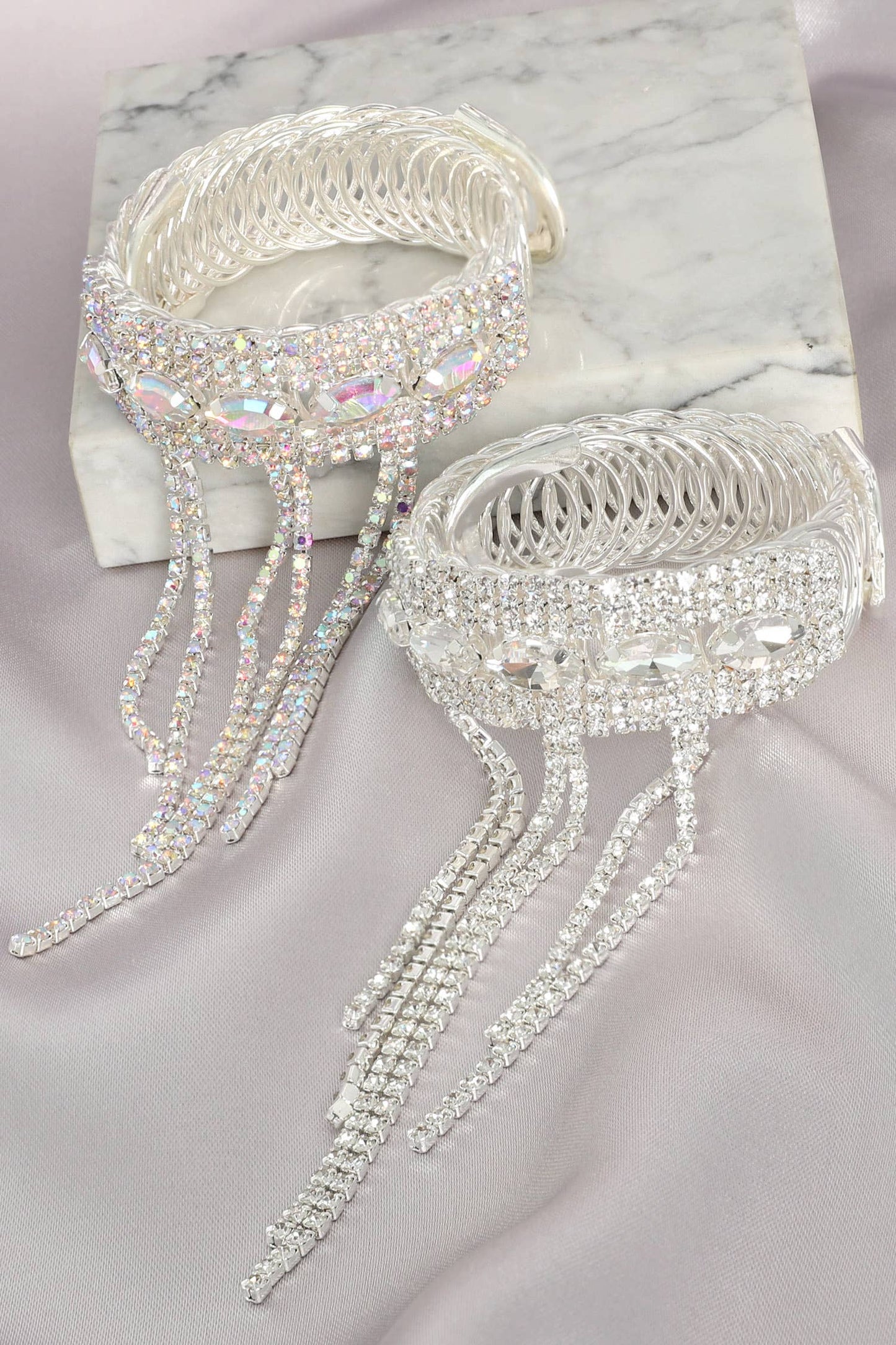 Rhinestone Pave Tassel Wrap Bracelet