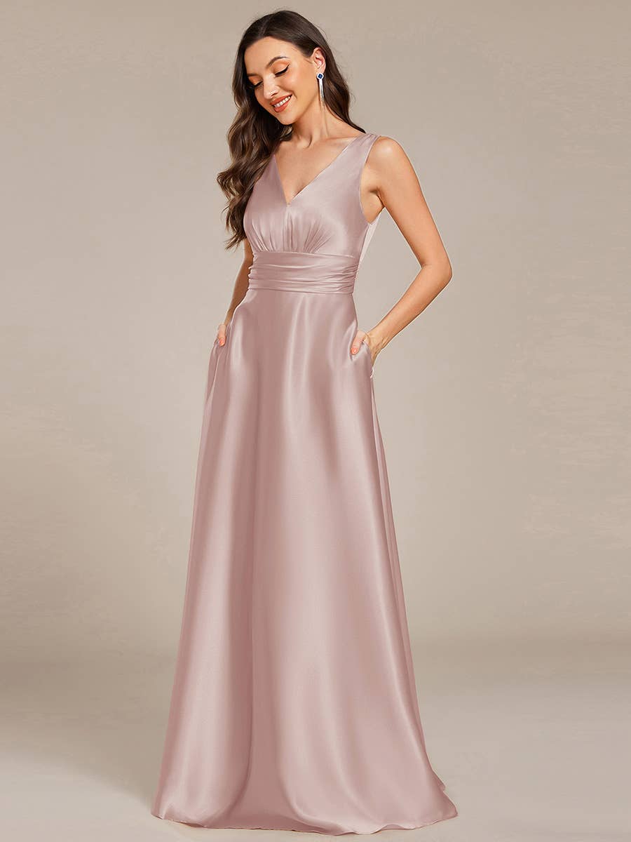Elegant Satin Bridesmaid Dresses with Pockets