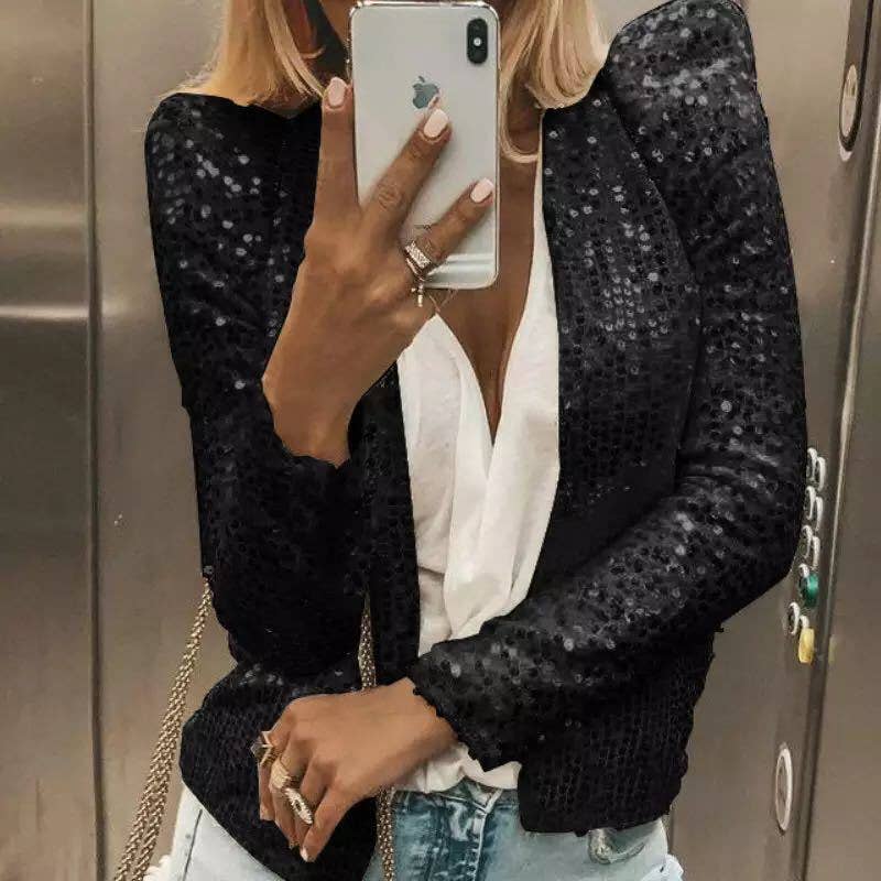 Sequin cropped jacket