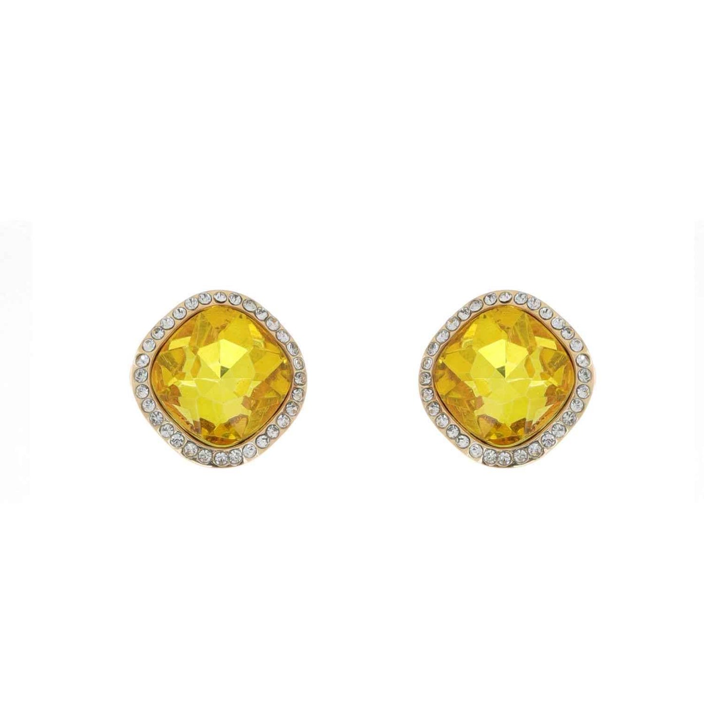 Crystal Diamond Shaped Halo Stud Earrings